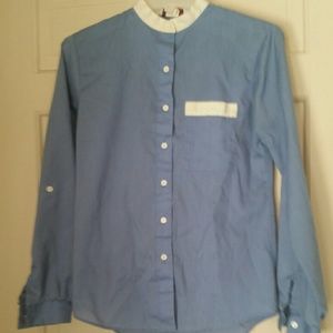 Shapely Designer Blue Blouse Size 10